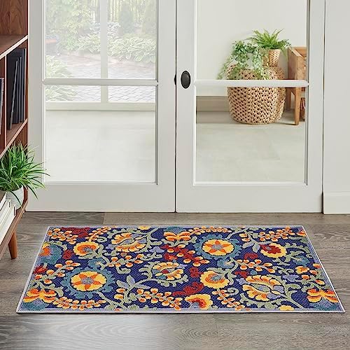 Nourison Home Aloha Navy Multicolor 2'8" x 4' Area Rug - Easy Clean, Non Shedding, Bed Room, Living Room, Dining Room, Kitchen (3' x 4') by NourisonHome