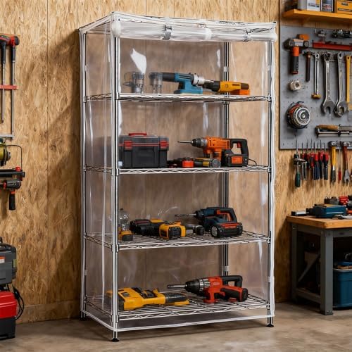 Rileytee Clear Wire Shelf Cover,Durable Dustproof Waterproof PVC Shelf Covers for Wire Shelving,Outdoor Storage Rack Cover for Wire Rack with Zipper,Clear,48"W x 24"D x 72"H - Image 7
