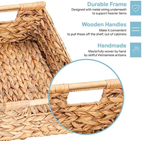 VATIMA Hyacinth Large Wicker Basket 15.5x10.8x6.2" - Image 2
