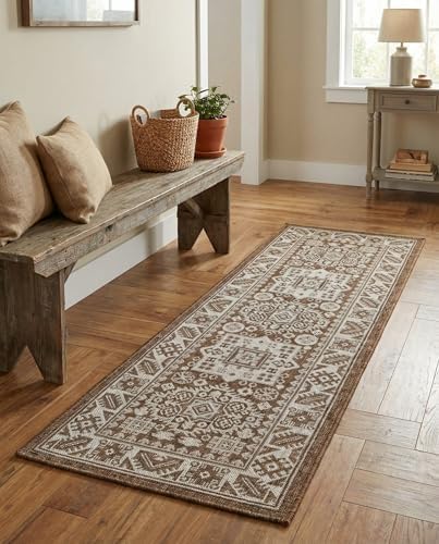 Rugs.com - Outdoor Aztec Rug – 6 Ft Runner Brown Indoor/Outdoor Rug – Washable Flatweave for Patios, Porches, and Hallways - Image 3