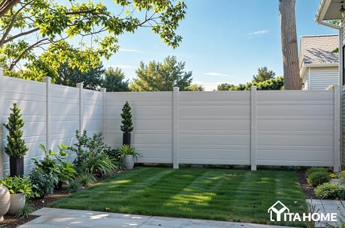 YITAHOME 44" W X 44" H Air Conditioner Fence Privacy Screen with Metal Stakes, Outdoor Trash Can Enclosure, Vinyl Pool Equipment Enclosure (4 Panels, Light Gray) - Image 5