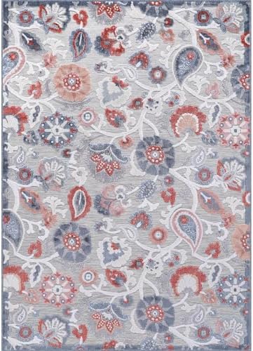 Luul Home Floral Indoor Outdoor Rugs 6x9 Large Area Rug for Living Room, Patio Decor, Kitchen, and Entryway Rug, Washable Stain Resistant Outside Carpet Multi 6 x 9 - Image 3