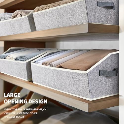 Homsorout Trapezoid Bins for Organization - 8 Pack Storage Cubes, Decorative Fabric Organizer Bins, Large Baskets for Storage, Linen Storage Organizer for Clothes, Books, Home, Light Gray - Image 3