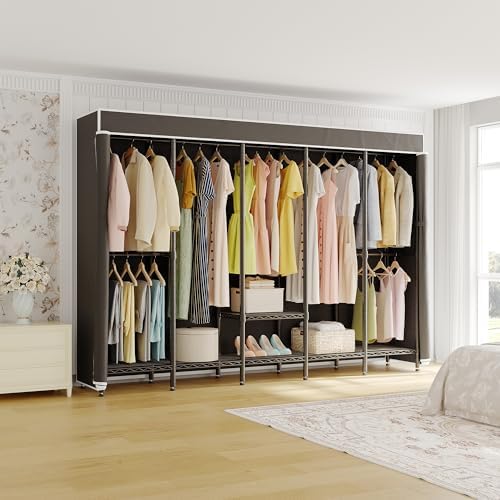 Higeego Heavy Duty Clothes Rack with Cover, H5C Large Clothing Rack, Black - Image 2