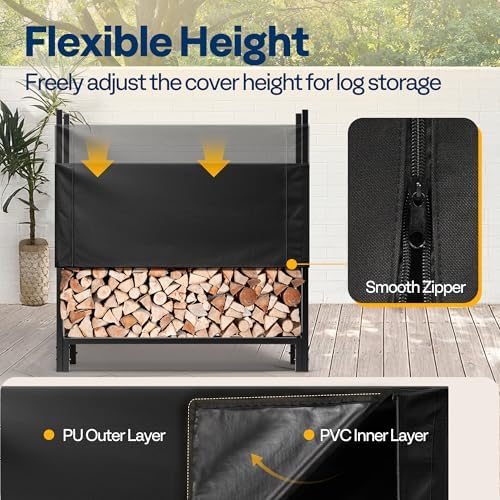 VIVOHOME Upgraded Heavy Duty 4 ft Firewood Rack Outdoor with Cover - Image 4