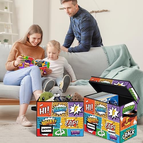 10 Pack Comic Book Storage Box, 15.8" X 7.8" X 11.8", Heavy Duty Collapsible Holds 160-180 Comic Book Bin Container Holder Shelf(Cartoon Colorful) - Image 6
