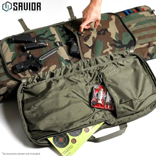 Savior Equipment American Classic Tactical Double Long Gun Bag Pistol Transportation Case w/Backpack Strap, Lockable Compartment, Available Length in 32" 36" 42" 46" 51" 55" - Image 3