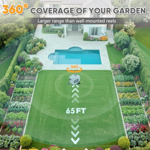 SILVEL Automatic Retractable Garden Hose Reel on Metal Spike, 5/8 in x 65ft Ground Mounted Outside, UV Resistant with 10 Pattern Nozzle, 360° Swivel, No Holes in Your House, Easy Installation - Image 6