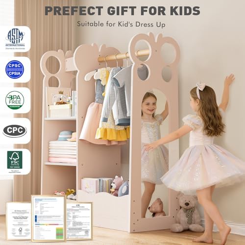 BlueWood Dress Up Storage Kids Wardrobe with Mirror, Toddler Costume Closet - Image 6