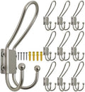 WEBI Coat Hooks Wall Mount,5 mm Thick,10 Large Triple Hooks,Heavy Duty Metal Backpack Wall Hooks for Hanging Clothes,Robe,Towel,Closet,Farmhouse,Mudroom,Silver by WEBI