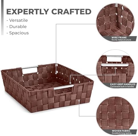 Sorbus Baskets for Organizing, Woven Storage Set (Set of 9, Chocolate) - Image 2