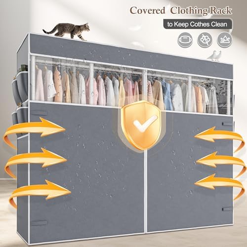 Raybee Clothes Rack Heavy Duty, 1100LBS Capacity with Cover, Sturdy Steel - Image 3