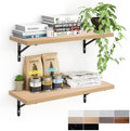Kaboon 27 inch Long 10 inch Deep Floating Shelves for Wall Set of 2, Large Open Shelves Wall Mounted, Space Saving Home and Commercial Use, Light Walnut by Kaboon