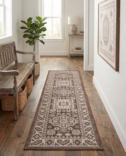 Rugs.com - Outdoor Aztec Rug – 8 Ft Runner Brown Indoor/Outdoor Rug – Weather-Resistant Flatweave Runner for Patios, Porches, and Entryways - Image 4