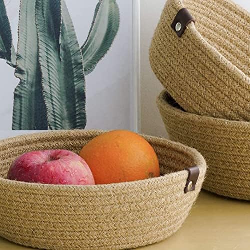 Atyhao Natural Cotton Rope Storage Baskets, Multi Sized 3 Pieces Set Round Organizer Bins for Home Decor Closet Toys Desktop Cosmetic Kid's Room Storage Nursery Bins (Hemp Rope) - Image 2