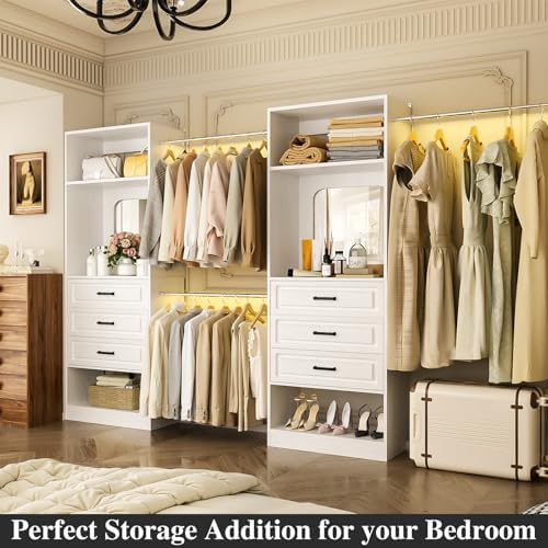 Unikito 6-14FT Wood Closet System with 6 Drawers and Mirror, White - Image 5