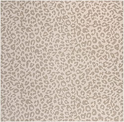 Unique Loom Outdoor Safari Collection Area Rug - Leopard (13' Square, Ivory Gray) - Image 2