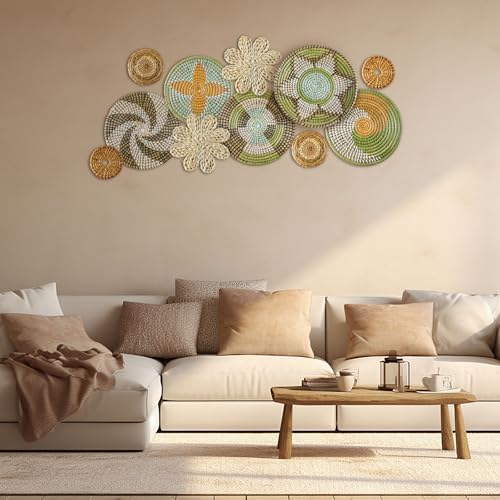Tatuo 11 Pcs Boho Wall Basket Decor Woven Wall Hanging Art, Stylish - Image 6