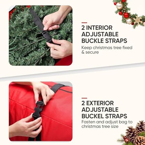 BALEINE 9 ft Rolling Christmas Tree Storage Bag, 3 Swivel Wheels for Easy Moving, Heavy Duty 600D Oxford Fabric Extra Large Artificial Christmas Tree Bag with Reinforced Carry Handles (Black) - Image 3
