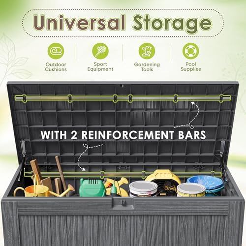 Devoko 125 Gallon Outdoor Storage Box, Waterproof Resin Deck Box - Image 4