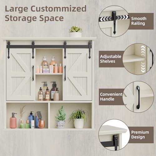 Vabches Bathroom Wall Cabinet, Farmhouse Medicine Cabinet, White - Image 4