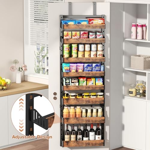 8-Tier Over The Door Pantry Organizer, Heavy-Duty Metal Wall Mount or Hanging Spice Rack, behind the door storage Shelves with Adjustable Basket, Back of Door Organizer for Kitchen Cabinet and Closet - Image 6