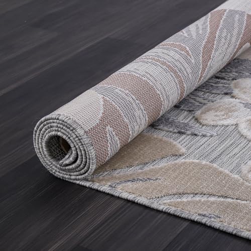 Luul Home Floral Indoor Outdoor Rugs 8x10 Large Area Rug for Living Room, Patio Decor, Kitchen, and Entryway Rug, Washable Stain Resistant Outside Carpet Beige 8 x 10 - Image 5