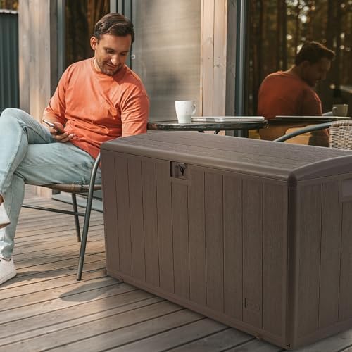 Plastic Development Group Outdoor Storage Deck Box, Soft Closure, 130 Gallon, Java - Image 5