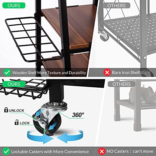 Sttoraboks Golf Bags Storage Garage Organizer, Golf Bag Rack Fits 2/3 Golf Bags and Golf Equipment Accessories, Golf Club Storage Stand with Wooden Shelf and Lockable Wheels for Garage Indoor Basement - Image 4