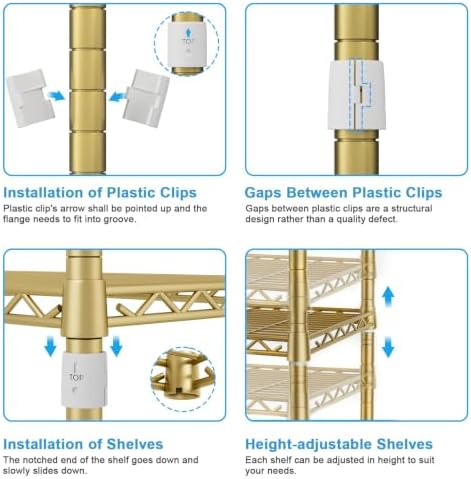 Ulif E4 Plus Heavy Duty Clothes Rack, Gold Metal Closet Storage System - Image 7