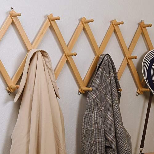 SKOLOO Hat Rack for Wall with 14 Hooks, Pack of 2, Solid Wooden, Modern, Expandable Coat Rack Wall Mount for Coats, Hats, Bags, Baseball Caps, Natural Color - Image 3