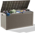 Outdoor Waterproof Resin Storage Deck Box Lockable Outside Bench UV Resistant Bin Patio Porch Furniture Pool Float Garden Tool Cushion (Grey, 110 Gallon) by MAIUSCOLI