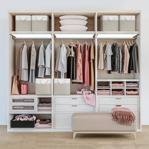 Posprica 11×11 Storage Cubes, Collapsible Storage Bins Organizer for Closet, Fabric Storage Box with Cotton Rope Handles, Decorative Storage Baskets for Shelves, set of 6 - White/Coffee - Image 5