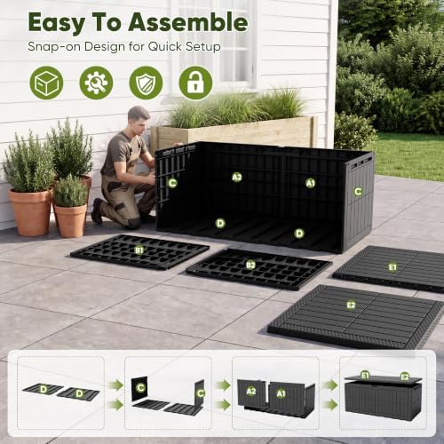 Devoko 230 Gallon Deck Box Resin Outdoor Storage Box Waterproof - Image 4