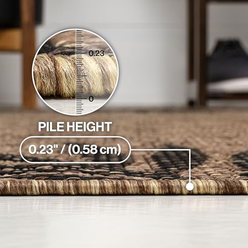 JONATHAN Y Tuscan Sun Polypropylene Indoor Outdoor Area Rug, Brown and Dark Gray Isla Coastal Cottage Palm Frond Border Design, 7'9" x 10', Durable Low-Pile for Patio or Entryway TSN207E-8 - Image 6