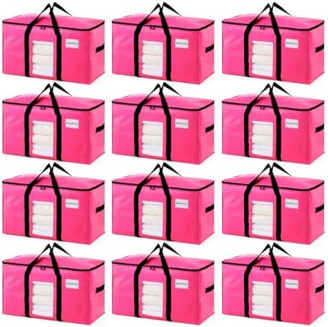 TAILI 12 Pack Pink Extra Large Moving Bags,Storage Bags with Visible Window by TAILI