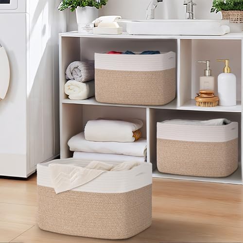 Baskets for Organizing,Storage Baskets,3 Pack Baskets for Shelfves,15"×10"×9" Woven Basket,toy storage bins,bins for organization - Image 2