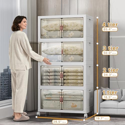 UAMFURI 672QT Lockable Plastic Storage Bins, 4 Pack Collapsible Cabinets - Image 2