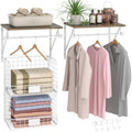 DAOUTIME 2 Set Laundry Room Wall Mounted Shelves With Wire Storage Baskets, Over Washer and Dryer With Hanging Rods and Hooks, for Organization and Storage, White, Wooden by DAOUTIME