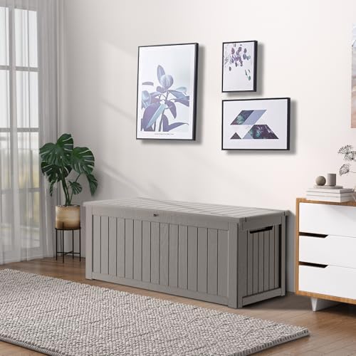 270 Gallon Deck Boxes Outdoor Waterproof, Outdoor Storage Box with Lockable Lid & UV-Resistant for Patio Furniture, Outdoor Cushions, Garden Tools and Pool Supplies, Light Brown - Image 6