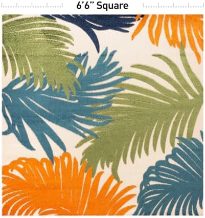 Rugshop Lucca Indoor/Outdoor Contemporary Floral Square Rug Multi 6'6" - Image 2