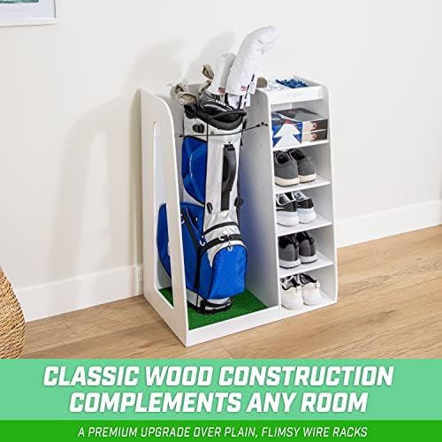GoSports Premium Wooden Golf Bag Organizer and Storage Rack - Black, White or Brown Finish - Image 4