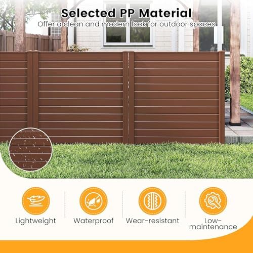 GIANTEX No-Dig Air Conditioner Fence, 4 Panels, 48''W x 48''H, Brown - Image 6