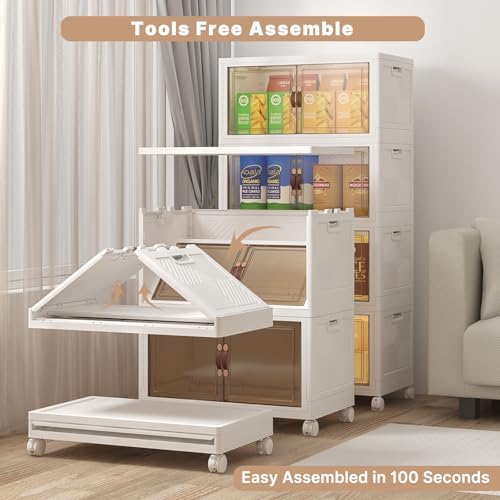 UAMFURI 480QT Stackable Storage Bins with Lids,Doors & Wheels - Image 3