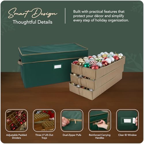 Covermates Adjustable Ornament Storage Box, 25.5"W x 13"D x 12.5"H, Green - Image 4