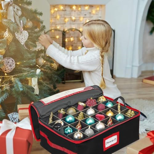 HOLDN’ STORAGE Christmas Ornament Storage Box with Dividers - Fits 72-3” Ornaments, 3 Removable Trays, Durable & Space-Saving, Clear Top Lid, Convenient Storage Designed, Black - Image 5