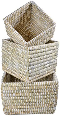 Napa Home & Garden Rivergrass Mini Square Baskets, Set Of 3 White - Image 2