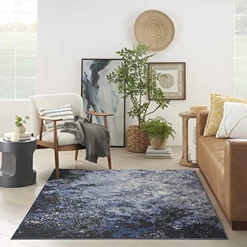 Nourison Home Passion Light Blue/Black 5'3'' x 7'3'' Area--Rug, Modern, Abstract, Easy--Cleaning, Non Shedding, Bed Room, Living Room, Dining Room, Kitchen, (5' x 7') - Image 5
