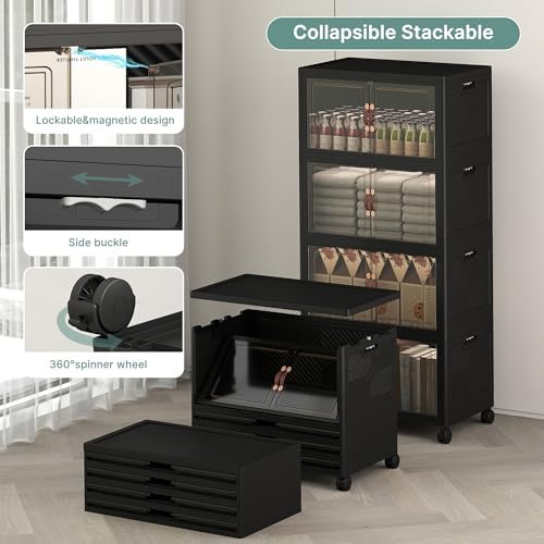 UAMFURI 192QT Lockable Plastic Storage Bins, 4 Pack Collapsible Cabinets - Image 3