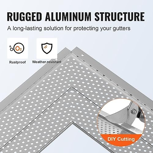 VEVOR Gutter Guard, 5 inch Width, Aluminum Leaf Filter DIY Gutter Cover, 13 PCS 52 ft Total Length, 0.157'' Hole Diameter & 0.02'' Thick Fits Any Roof or Gutter Type - Image 4